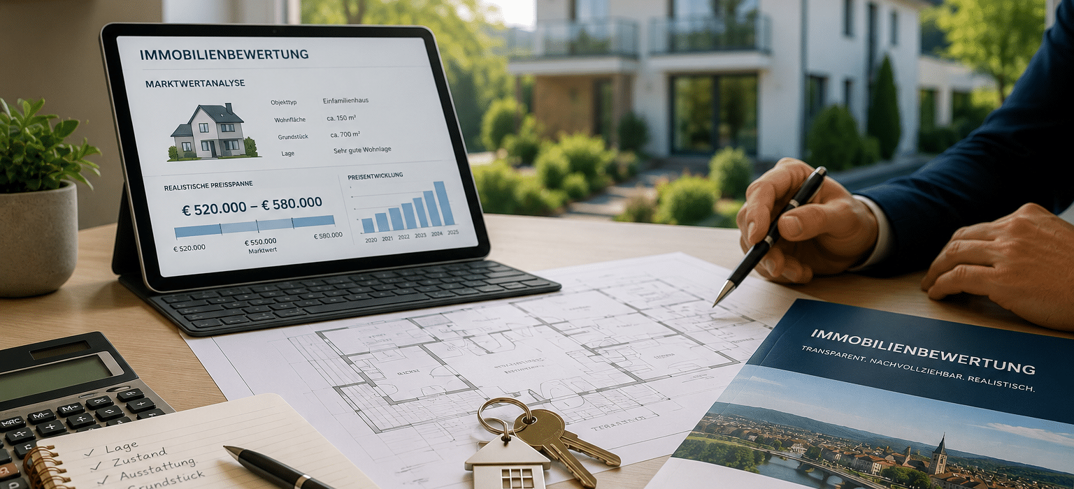 Immobilienbewertung in Oberösterreich mit Marktwertanalyse Grundriss und Schlüssel